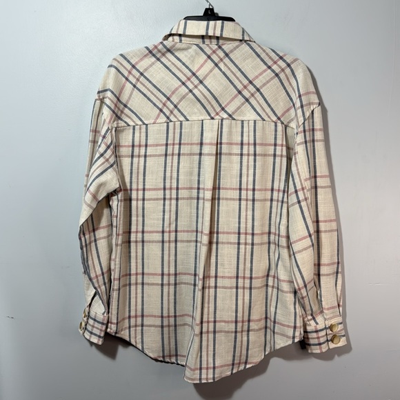 Ashley By 26 International Shacket Cream Plaid‎ Button Front in Size S NWT - Picture 9 of 13